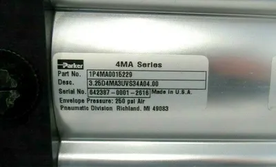 NEW PARKER 1P4MA0015229 PNEUMATIC CYLINDER 3.25D4MA3UVS34A04.00