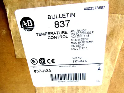 ALLEN BRADLEY 837-H2A TEMPERATURE CONTROL SER. A 837H2A