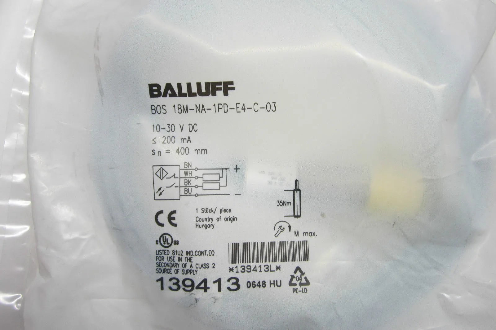 NEW BALLUFF BOS-18M-NA-1PD-E4-C-03 PHOTOELECTRIC SENSOR BOS18MNA1PDE4C03