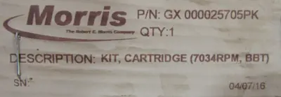 NEW MORRIS GX6-8-10 CARTRIDGE SPINDLE KIT 7034RPM BBT GX 000025705PK GX6810