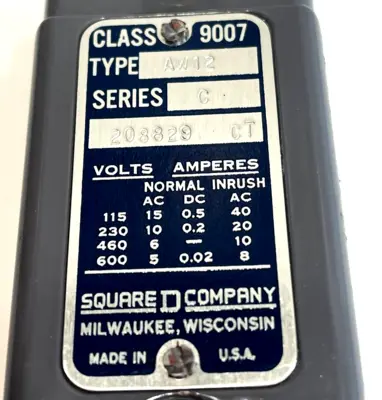 NEW SQUARE D 9007-AW12 LIMIT SWITCH SER. C 9007AW12