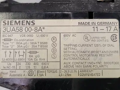 USED SIEMENS 3UA58 00-8A