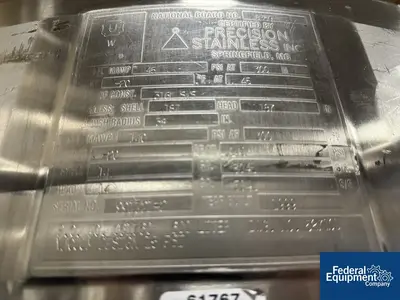 USED Precision 600 Liter Precision Stainless Reactor, 316L S/S, 45/140#
