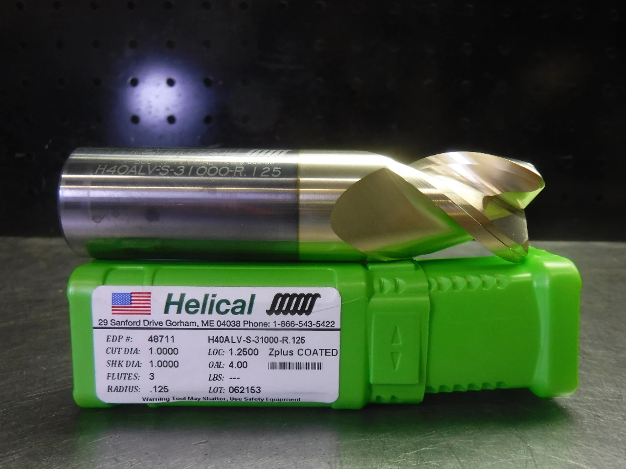 Helical 1" Solid Carbide Endmill 3 Flute H40ALV-S-31000-R.125 (LOC2580)