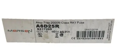 NEW MERSEN A6D25R FUSE 600V 25A LOT OF 8