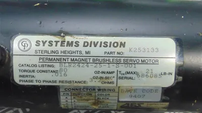 Chicago Pneumatic BLR2424-25-1-S-001 Permanent Magnet Brushless Servo Motor Used