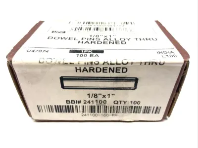 USED BRIGHTON DOWEL PIN 1/8"X1" ALLOY BOX OF 86