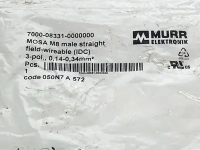 7000-08331-0000000 | Murr Elektronik  Field Wireable Circular Connector Male M8 3-P - New