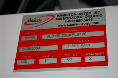 USED 2004 HAMILTON VL2030-300MFLB120