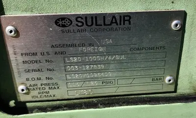 USED 2002 SULLAIR LS20-100SH/A/SUL