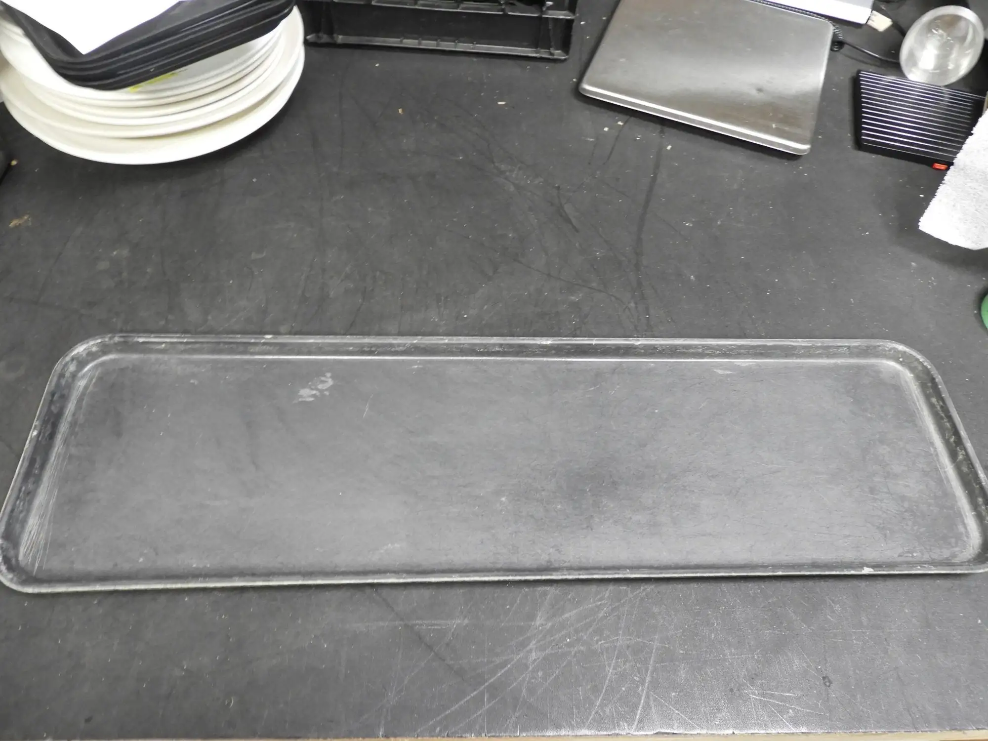 Used Falcon Restaurant Supply Used 30"x8"x1" Black Display Plastic Serving Pan Tray Smallwares Illinois US | Falcon Restaurant Supply #1376619