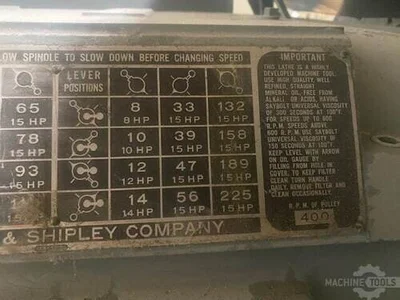 USED 1952 LODGE &AMP;AMP; SHIPLEY T 60"