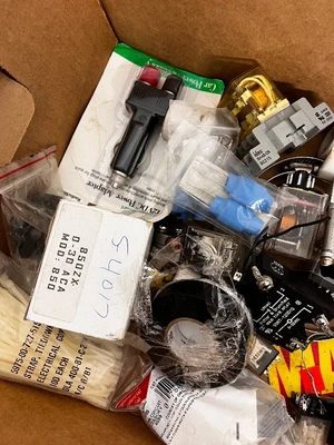Box of Assorted Industrial Electrical and Pressure Components