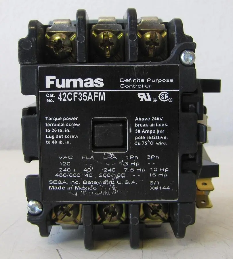Furnas 42CF35AFM 3 Pole 40 Amp Definite Purpose Controller Contactor with Switch