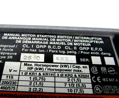 NEW SQUARE D 2510KR2 MOTOR STARTING SWITCH