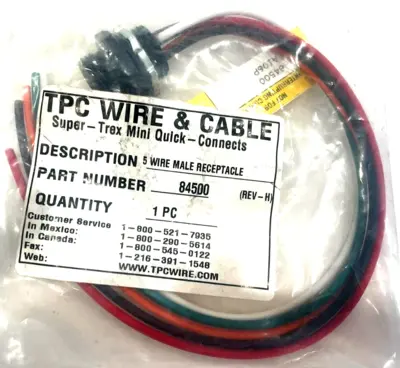 NEW TPC WIRE & CABLE 84500 5 WIRE MALE RECEPTACLE LOT OF 13
