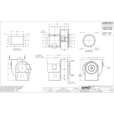 Used AIRPRO FAN & BLOWER COMPANY BIHS200 Centrifugal Fans West Virginia US | JM Industrial #1323293