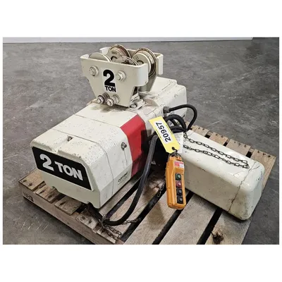 Used Gorbel Model FS300-14-12 Free Standing Jib Crane 2-Ton w/ Coffing Hoist