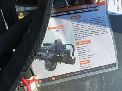 New LandHonor Model PR-12-72W Power Rake Skid Steer Attachment, 72" Working Width, Universal Quick A...