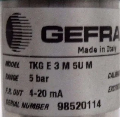 NEW GEFRAN TKG-E-3-M-5U-M PRESSURE TRANSMITTER TKGE3M5UM 5 BAR 4-20MA 10/30V