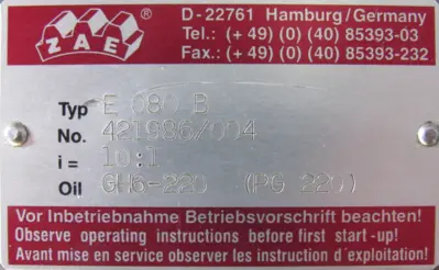 NEW ZAE E080B GEAR REDUCER 10:1