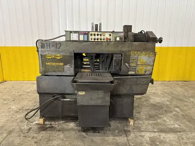 12" X 12" HYD-MECH MODEL #H-12A AUTOMATIC FEED HORIZONTAL SAW PLC-100 CONTROLS & NESTING: STOCK #23723