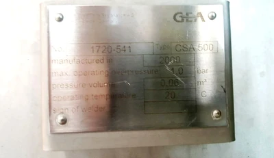 Westfalia CSA 500-06-777 clarifier centrifuge, 316SS.