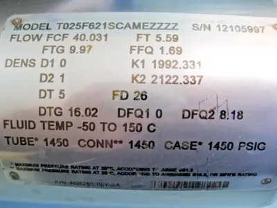 USED Micro Motion T025 F621SCAMEZZZZ
