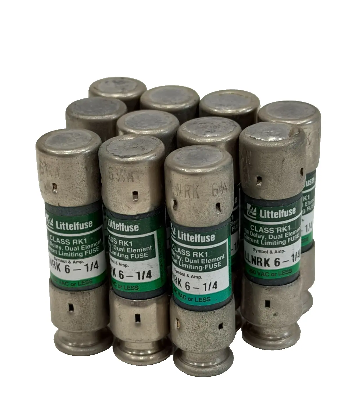NEW LOT OF 11 LITTELFUSE LLNRK-6-1/4 TIME DELAY FUSES LLNRK614