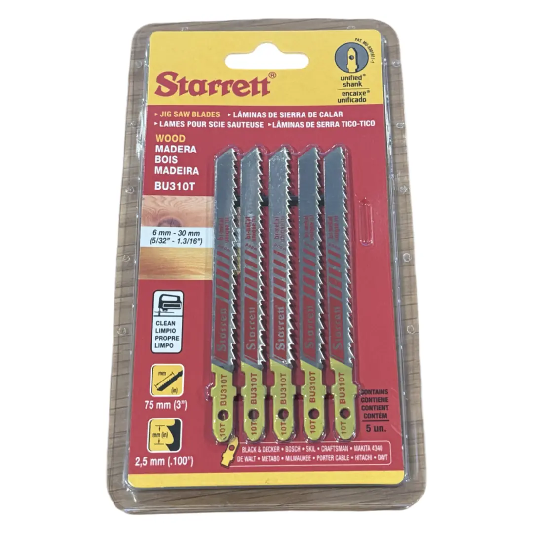 Starrett 3" Bi-Metal Unique Unified Shank Jig Saw Blade Kit 10T BU310T