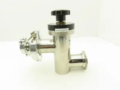 Kurt J Lesker SL0200MVQF Manual Bellows Angle Valve 2" SS Flanged W 1" Reducer