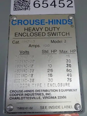 USED CROUSE HINDS HH363