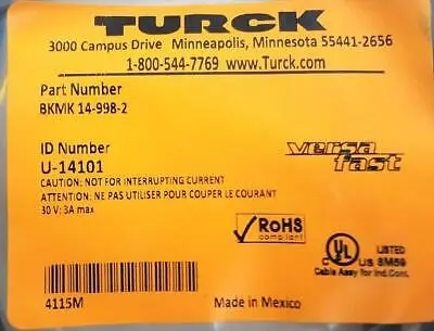 Turck 14-998-22 1499822  U14101 Other Electrical Equipment & Supplies | ANACAPA EQUIPMENT BROKERS, INC (5)