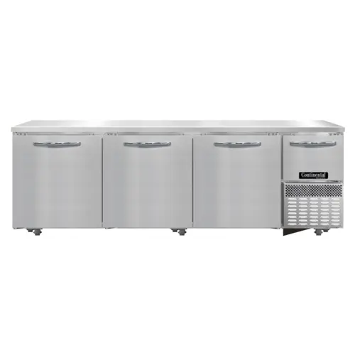 Continental RA93SN-U 93"W Undercounter Refrigerator W/ (4) Sections & (4) Doors, 115v