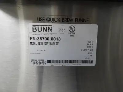Used Bunn Bunn 36700.0013 TB3Q 3 Gallon Commercial Iced Tea Brewer Quickbrew Coffee Equipment Illinois US | Falcon Restaurant Supply #1373573