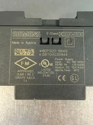 Siemens Logo!Power 6EP1322-1SH02 100-240 VAC IN, DC12V/4.5A OUT (7.2.3)