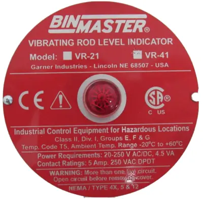 NEW BIN MASTER 730-5131 VIBRATING ROD LEVEL SENSOR WITH PIPE EXTENSION 36" VR-41