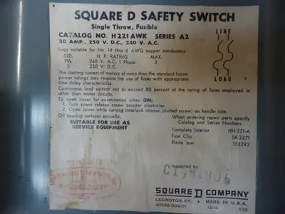 USED SQUARE D H221AWK