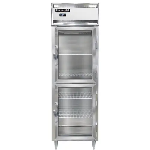 Continental D1RNSSGDHD 26" One Section Reach In Refrigerator, (2) Right Hinge Glass Doors, 115v