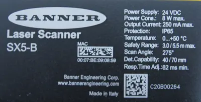 NEW BANNER SX5-B SAFETY LASER SCANNER 806006 958005110