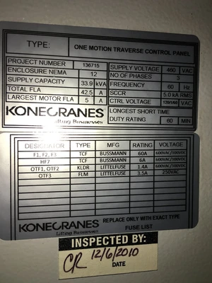 Kone Cranes Radio Controlled Bridge Crane Control Box