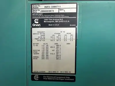 USED 1999 CUMMINS 150 KW