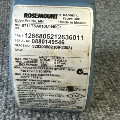 Used Rosemount 8732EST2A1N0DA1M4 Flowmeters California US | Davliegogo LLC #1706017