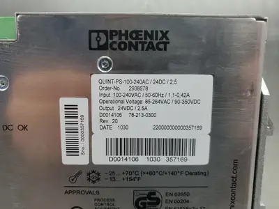 Phoenix Contact QUINT-PS-100-240AC/24DC/2,5 Power Supply, 24VDC, 2.5. 4E-21