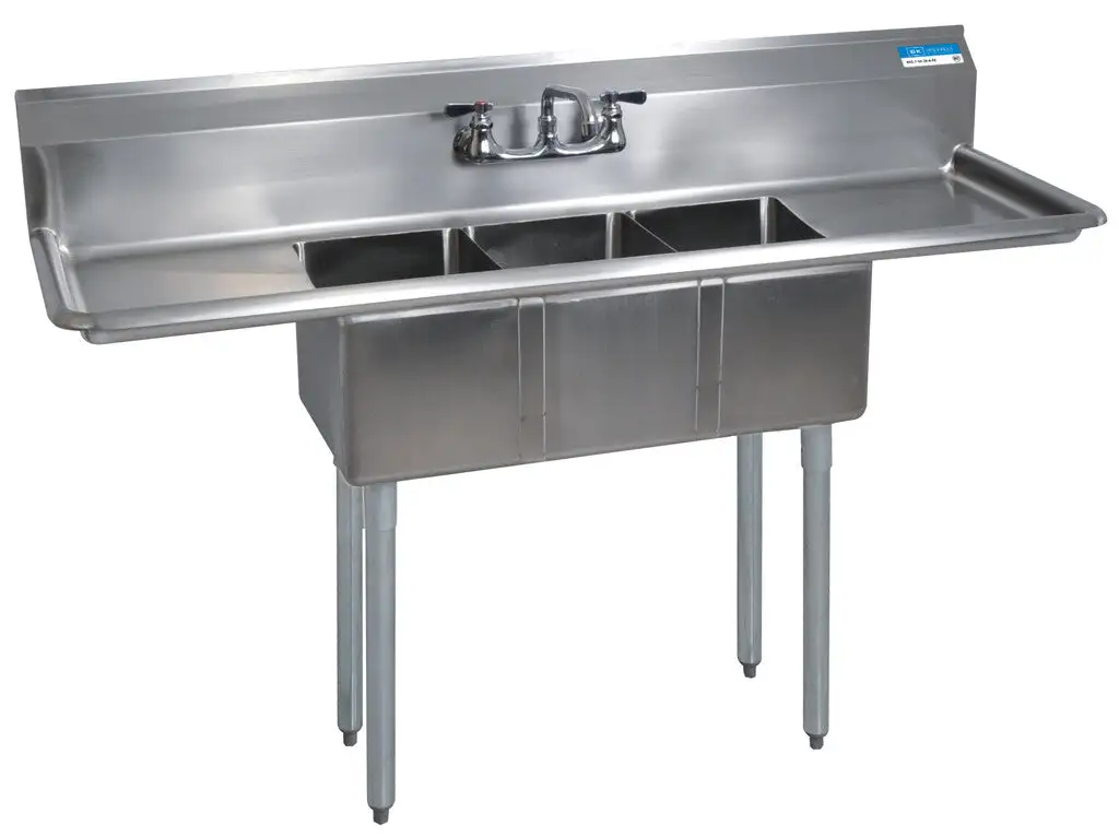 Compass 3-Compartment Convenience Store Sink Dual 15" 10" x 14" x 10" D Bowls