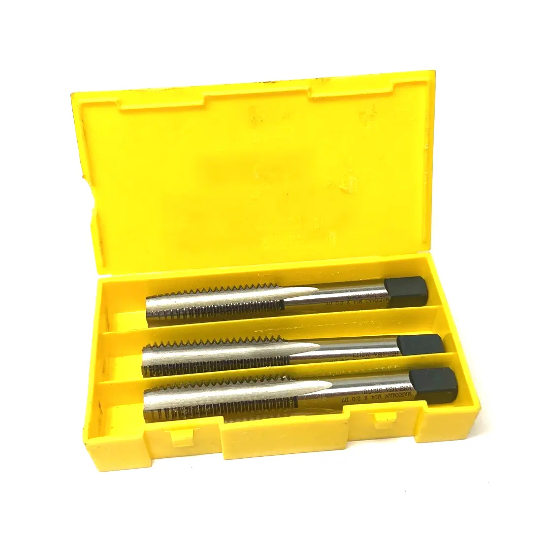 USED MARXMAN METRIC HSS TAP SET M14 X 2.0 D7 4-FLUTE ‎3-19/32″ OAL 3-PACK