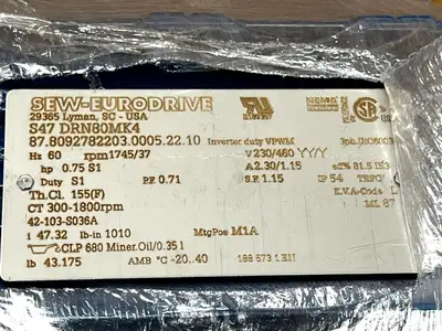 USED SEW-EURODRIVE SEW EURODRIVE S47DRN80MK4