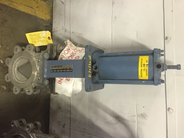 Dezurik 4" Knife Gate Valve Air Actuated, Style V-Port , NEW