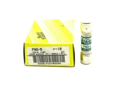 10 NEW BUSSMANN TRON FNQ-5 FUSES 5AMP 500VAC FNQ5