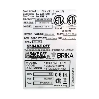 New | in-Stock BRIKA BISTROT66V Ovens British Columbia CA | Surrey Food Equipment #1509098
